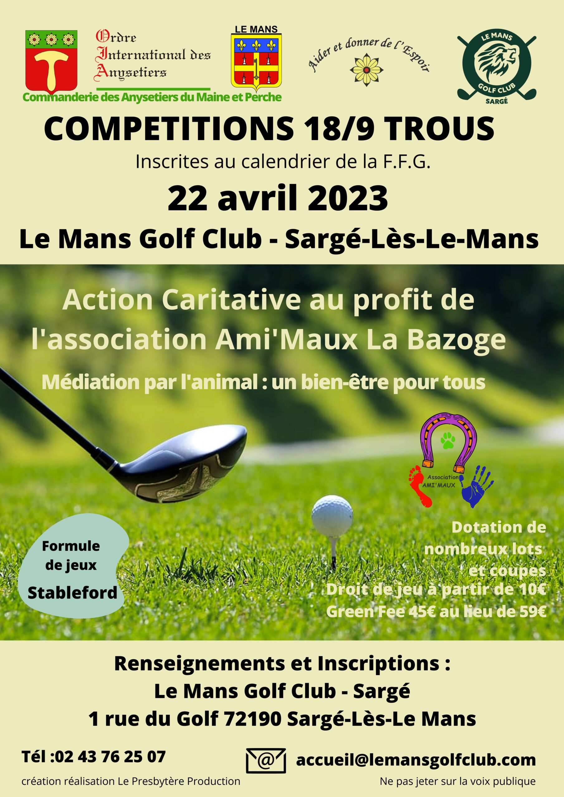 Compétition de golf à Sargé les Le Mans le 22 avril 2023