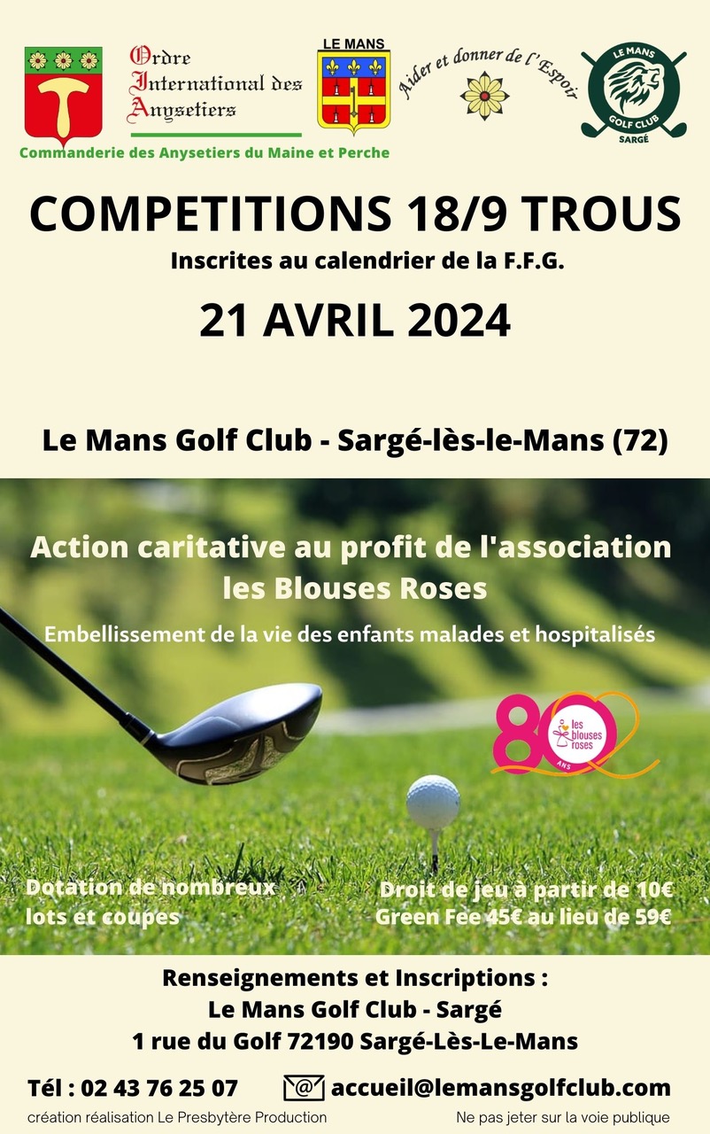 Compétition de golf à Sargé les Le Mans 21 Avril 2024